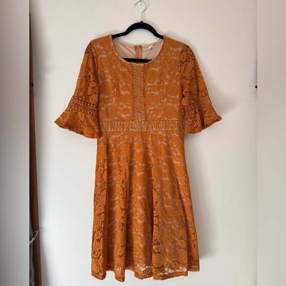 Twink Lady Dresses & Skirts - Elegant Orange Lace Dress
